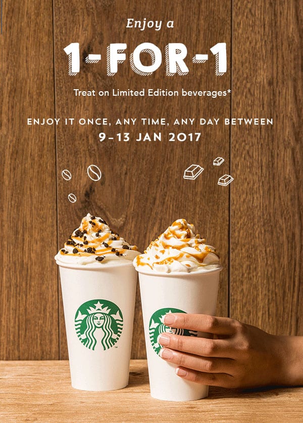 Starbucks Singapore 1for1 Limited Edition Drinks from January 9 13