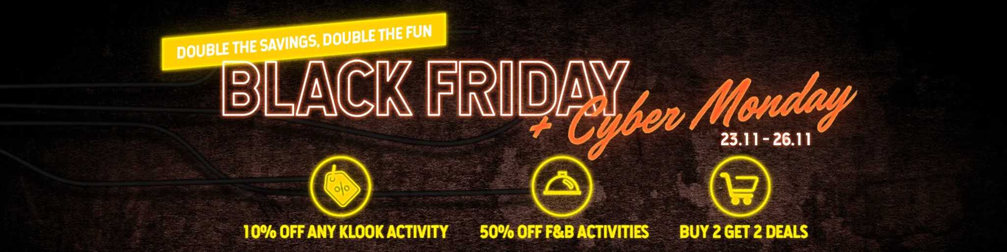 Klook Black Friday Cyber Monday 2-for-2